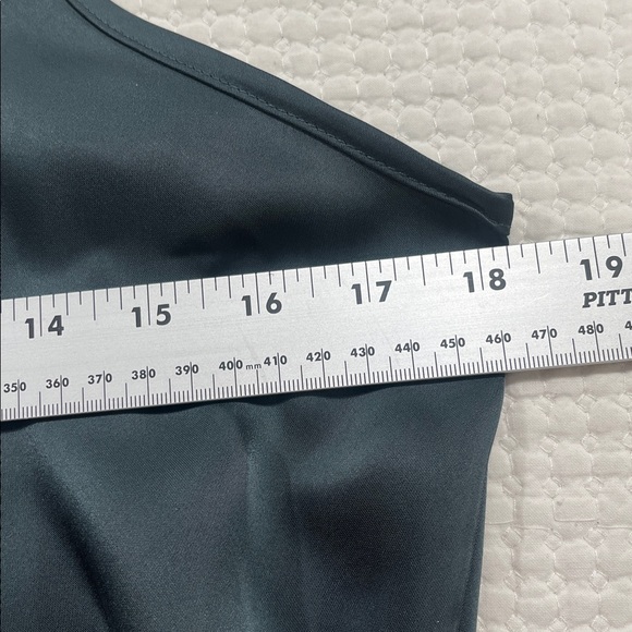 Udel New York Satin Slip Dress Green Midi Spaghetti Strap Bias Cut SzM - Picture 7 of 10